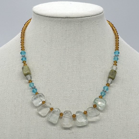 Quartz necklace with assorted color stones. - Picture 1 of 3